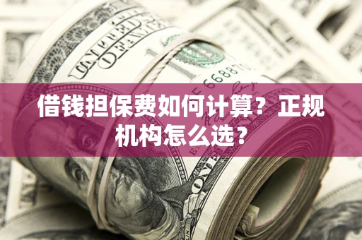 武汉借钱担保费如何计算？正规机构怎么选？